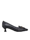 Leder Pumps mit mittelhohem Absatz Schwarz