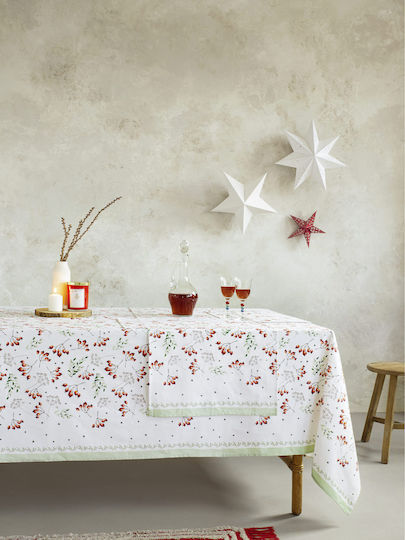Nima Mistletoe Коледно Покривка за маса Бял Д150xШ150см.