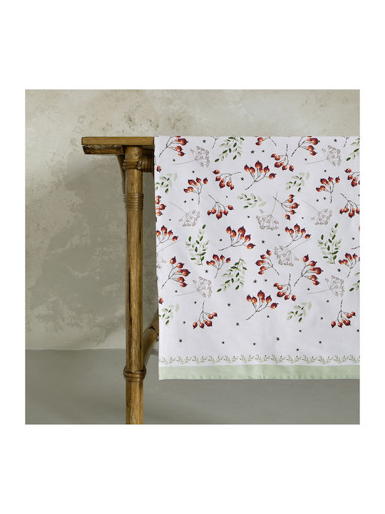 Nima Mistletoe Weihnachtlich Tischtuch Stoff Weiß L150xB48cm.