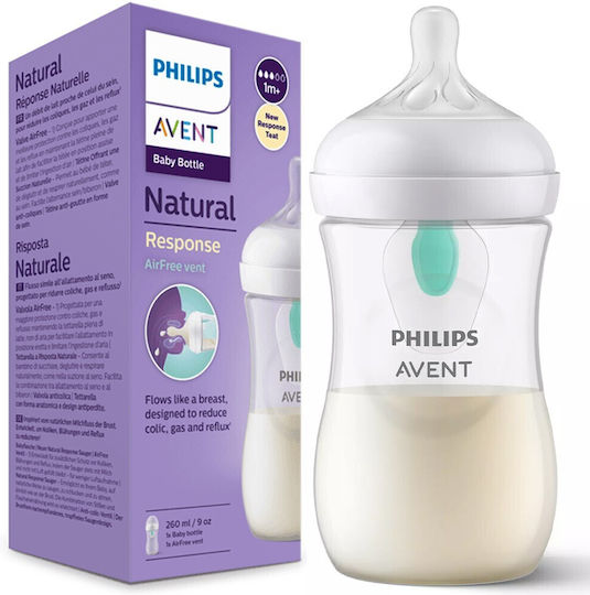 Philips Plastic Baby Bottle Airfree Anti-colic with Silicone Teat for 3-6 Months 260ml