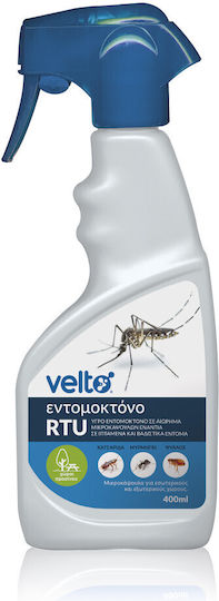 Velto Insecticide Spray for Mosquitoes / Flies / Ants / Cockroaches / Fleas / Mites 400ml Fragrance-Free