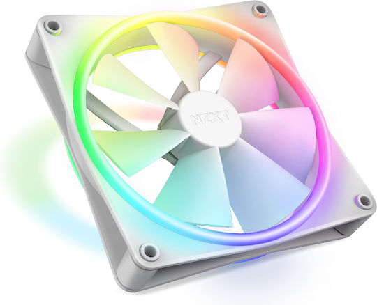 NZXT F120 Duo Вентилатор За Кутия (1800 Оборота / 48.58 CFM) С RGB Осветление И 4-изводна ШИМ Свързване Бял