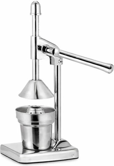 ForHome Tischpresse Limette Zitrone Orange Granatapfel mit Behälter aus Metall in Silber Farbe