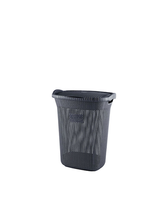 Laundry Basket Plastic with Cap 48x36x59cm Gray
