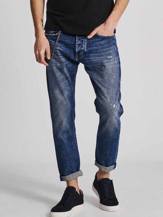 Nollan Pantaloni De Blugi Pentru Bărbați Elastici Cu Fit Slim Tapered Albastru
