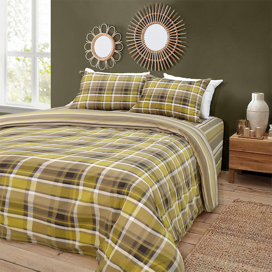 Lino Home Комплект Плик за Завивка Памучен Кинг Сайз с 2 Калъфки 220x240 Revon МЕДЕН ФЛАНЕЛ