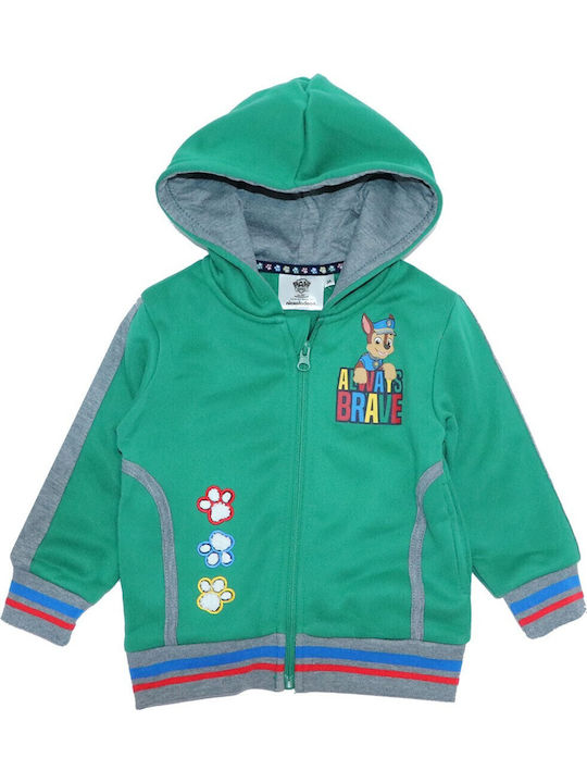 Kids Sweatshirt Cardigan with Hood Green