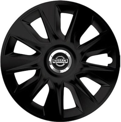 Versaco Set de tăvi pentru jante auto cu emblema Nissan 4buc 15" Negru