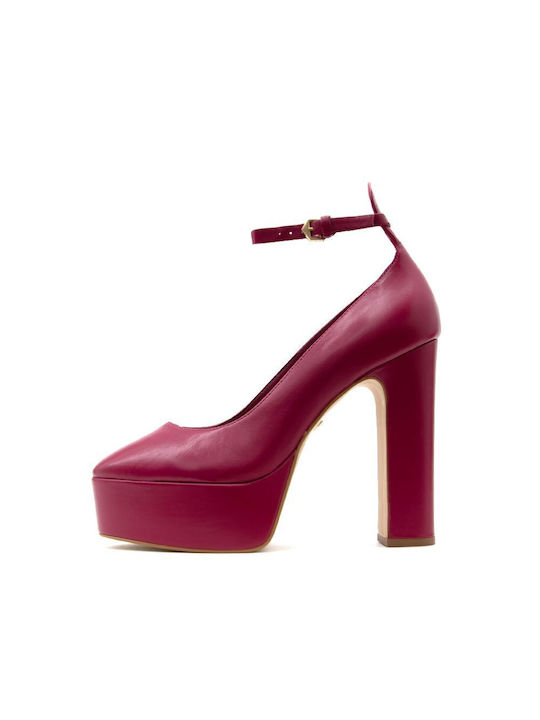 Carrano Leather Fuchsia Heels with Strap