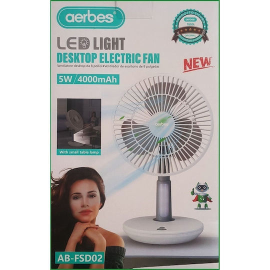 USB Office/Home Fan with Lighting White 5W 33047