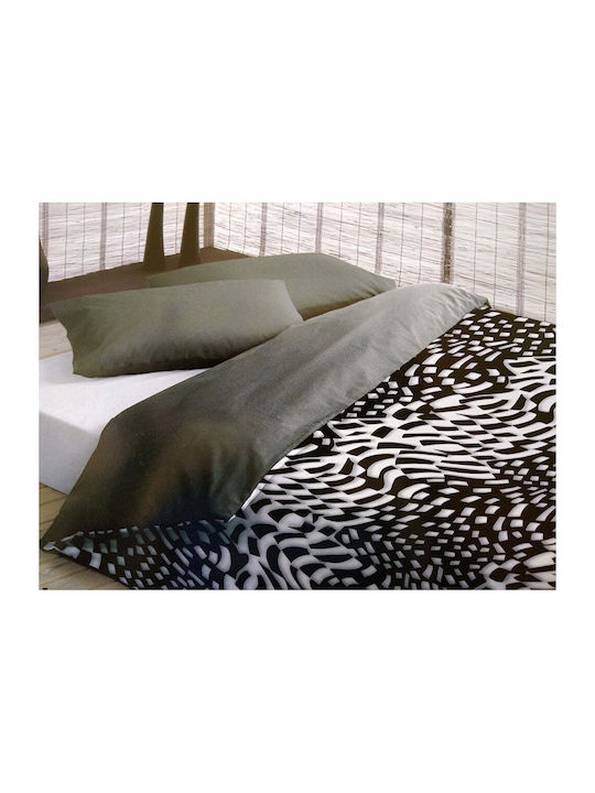 Manterol Casa Super Double Duvet Cover Set with Pillowcases 240x260 Λευκό/Μαύρο/Γκρι