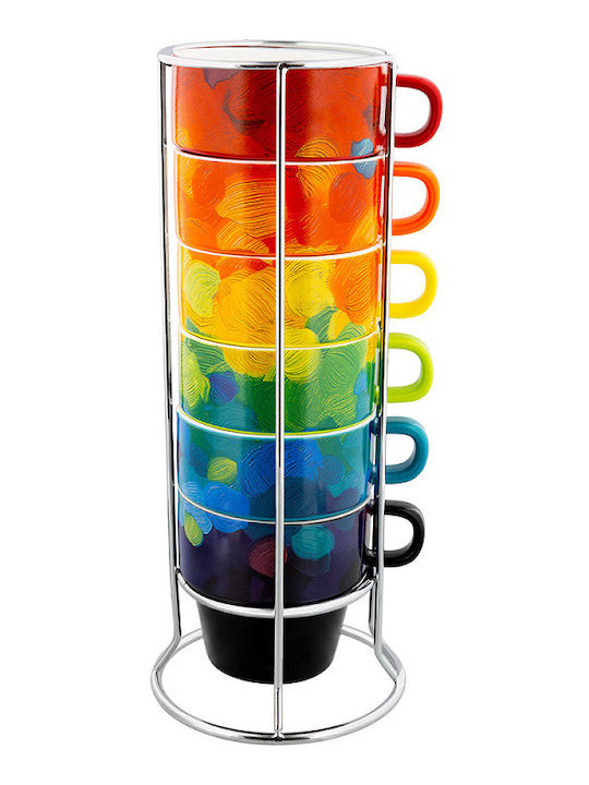 Pylones Set Căni Espresso din Porțelan Multicolore 60ml 6buc