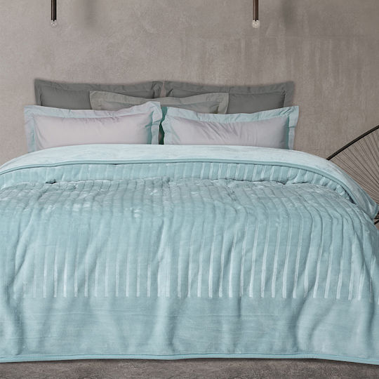 Das Home 1348 Κουβέρτα Βελουτέ Υπέρδιπλη 220x240εκ. Μπλε