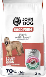 John Dog Good Form Adult 3kg Dry Dog Food Gluten Free for Adult Dogs Medium and Large Breeds with Pork and Beef
