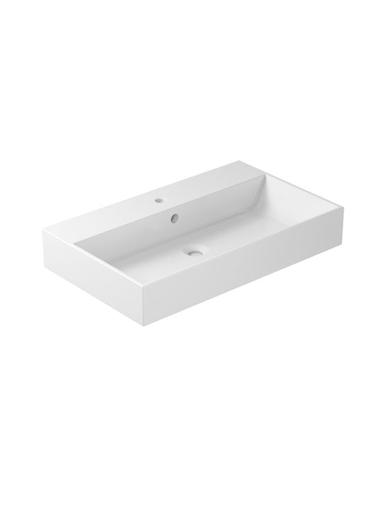 Galassia Επικαθήμενος Νιπτήρας Πορσελάνης 80x48x13cm Λευκός