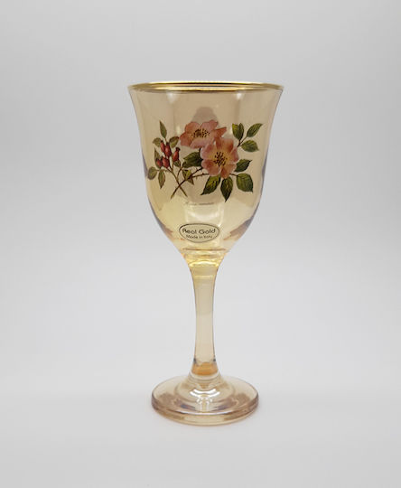 Set of Glasses for White and Red Wine made of Crystal in Beige Color Stemmed 6pcs