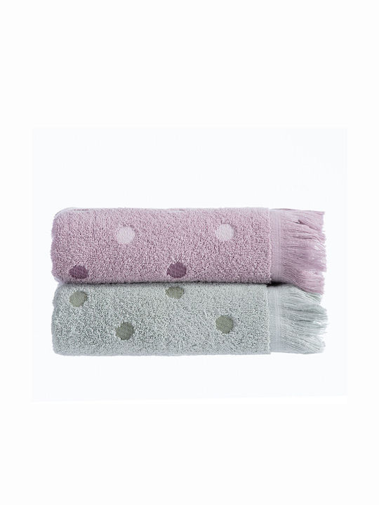 Nef-Nef Homeware Bath Towel Serendipity 034503 70x140cm. Ecru/Green Weight 520gr/m²