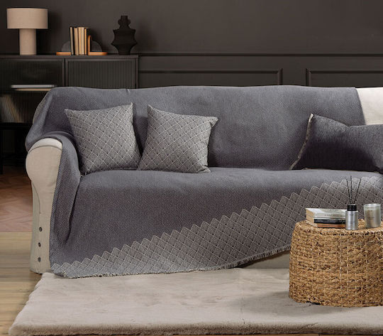 Nef-Nef Homeware Remington Three-Seater Sofa Throw Jacquard 170x300cm Anthracite