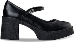 Envie Shoes Black Heels cu Bretele