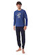 Minerva Men's Winter Cotton Pajamas Set Blue