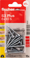 fischer Sx Schraubanker Kunststoff 6x30mm 15Stück