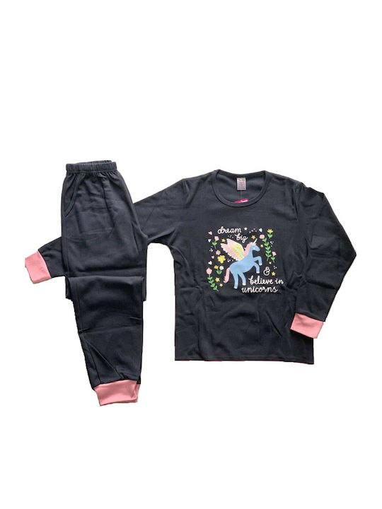Happy Touch Kinder Schlafanzug Winterlich Marineblau