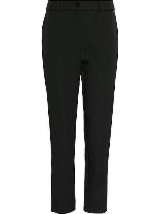 Damen Stoff Hose in Geradem Schnitt Schwarz