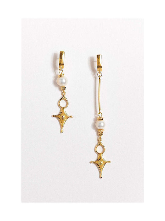 Dpar Earrings Pendants Gold Plated with Pearls