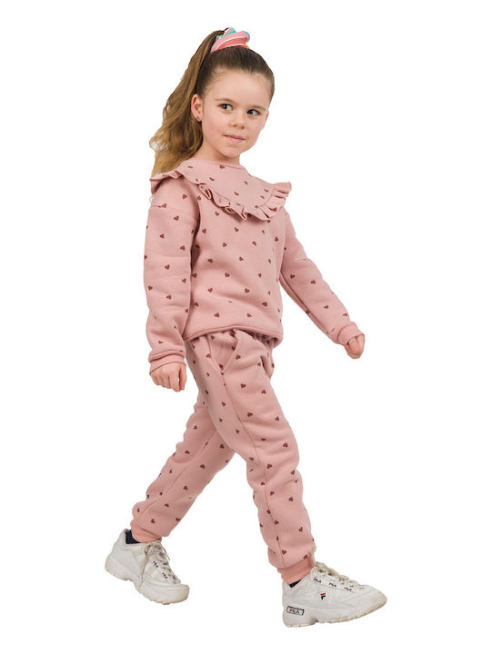 Energiers Kids Sweatpants Set Pink 2pcs Βαμβακερό