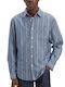 Classic 1 Long-sleeved Cotton Shirt Striped Light Blue