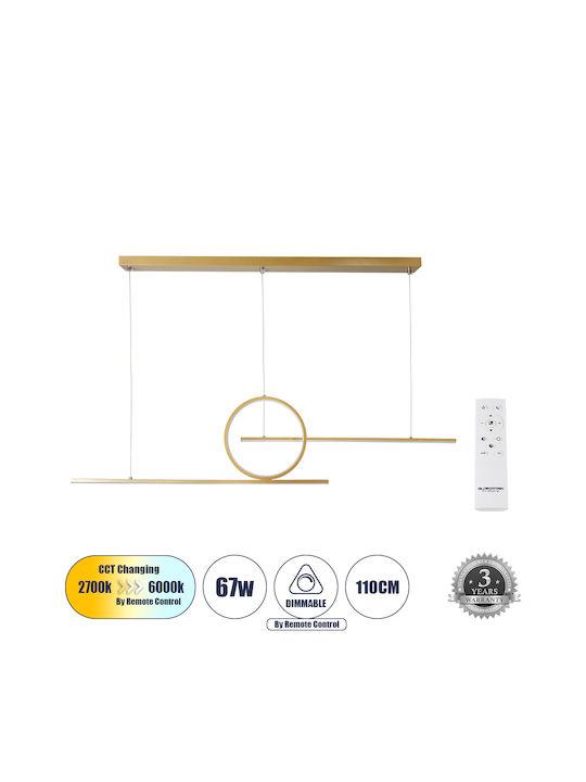 GloboStar Tereza Μοντέρνο Κρεμαστό Φωτιστικό με Ενσωματωμένο LED σε Χρυσό Χρώμα