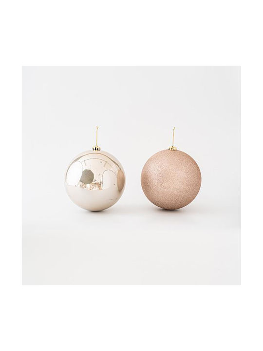 Hängendes Kugel Ornament Ornament Kunststoff mit Glitzer 20cm Set 2Stück