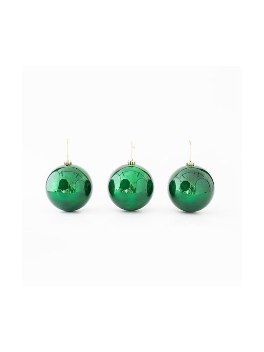 Eurolamp Ornament de Crăciun Bilă Plastic Verde cu Pulbere de Aur cu Paiete Set 3buc