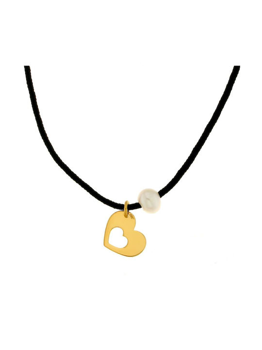 Q-Jewellery Παιδικό Κολιέ Καρδιά από Χρυσό με Αλυσίδα 14K 408147