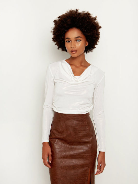 Toi&Moi Women's Blouse Short Sleeve Drape White