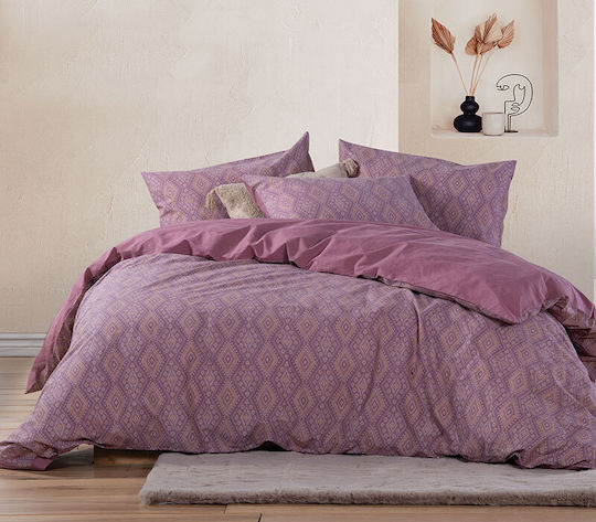 Nef-Nef Homeware Комплект Плик за Завивка Памучен Единичен с Калъфка 170x240 Shreder Морав
