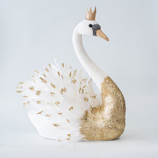 Eurolamp Weihnachtliche Stoff Figur Schwan Gold Länge 64cm