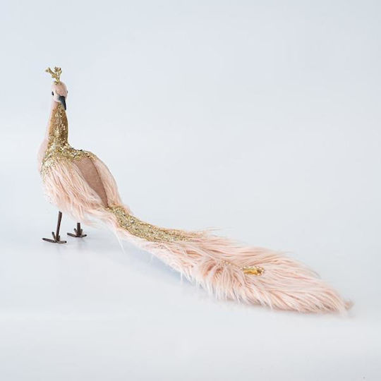 Eurolamp Weihnachtliche Stoff Figur Pfau Rosa Höhe 60cm