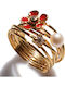 Bizoutaki Ring with Pearls, Zircon & Enamel made of Silver Gold Plated
