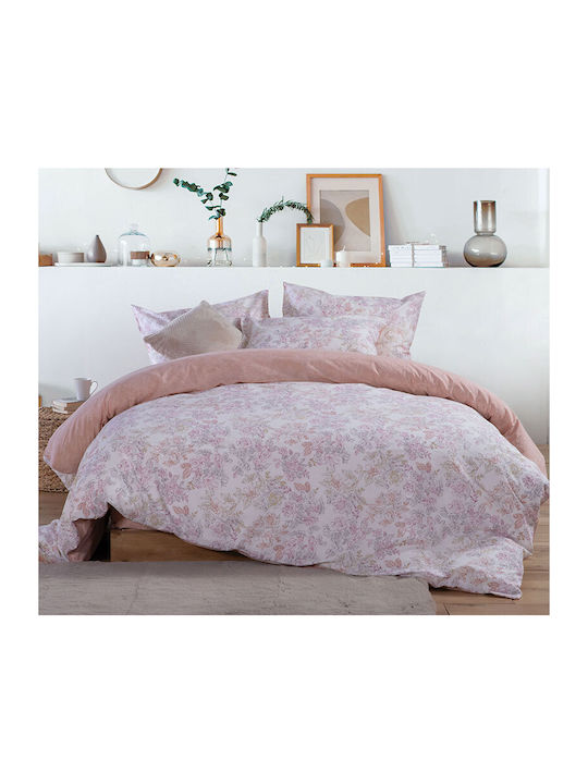 Nef-Nef Homeware Σετ Παπλωματοθήκη Βαμβακερή Μονή με Μαξιλαροθήκη 170x240cm Frezia Salmon