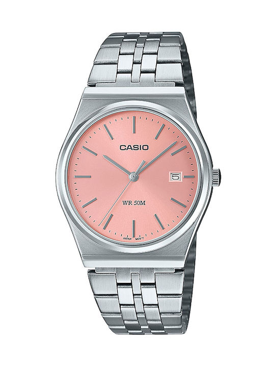 Casio Collection Ρολόι Μπαταρίας με Ασημί Μεταλλικό Μπρασελέ