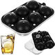 Ruhhy Ice Cube Mold Round Silicone 6 Slots Black