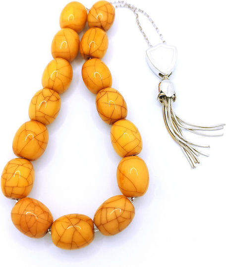 PS Silver Sorgenperlen aus Silber Länge 1.6cm mit Quaste Orange