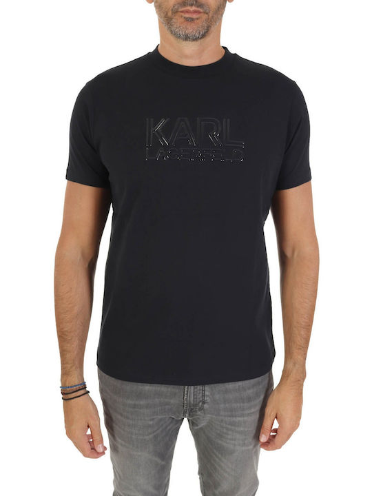 Karl Lagerfeld T-shirt Bărbătesc cu Mânecă Scurtă Albastru