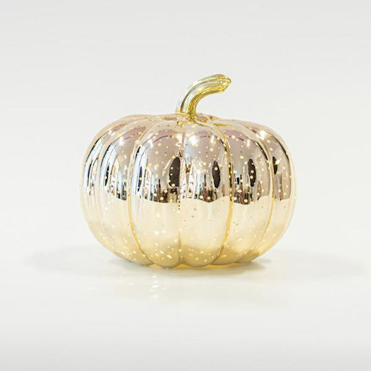 Eurolamp Illuminated Christmas Glass Pumpkin Figure Gold 17x17cm