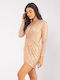 Mini Abendkleid Wickel Beige