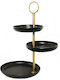 Zaros Metallic Tiered Appetizer Stand Black Diameter 28xHeight 50cm P28xW28xH50cm