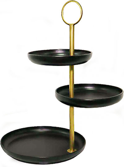Zaros Μεταλλική Εταζέρα Μαύρη Ø28xY50cm Π28xΜ28xΥ50cm