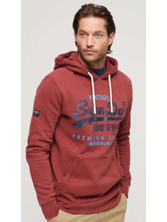 Superdry Ovin Men's Sweatshirt with Hood Red