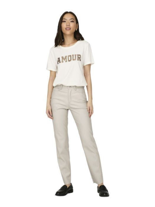 Only Hw Dama Tesatura Pantaloni Ivory